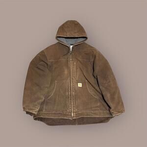 Vintage USA Carhartt C68 DKB Duck Active Jacket 2XL Brown Workwear Hooded Men’s